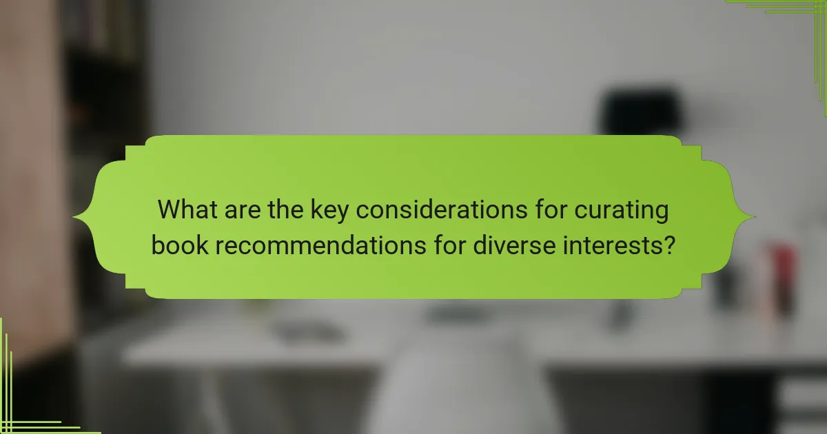 What are the key considerations for curating book recommendations for diverse interests?